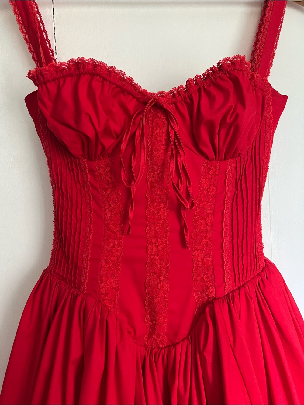 House of CB Pietra Cherry Red Corset Lace Mini Dress - XS Extra Small - Picture 4 of 11